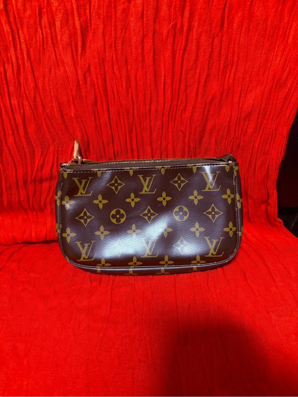Louis Vuitton Monogram Wristlet in Brown and Gold